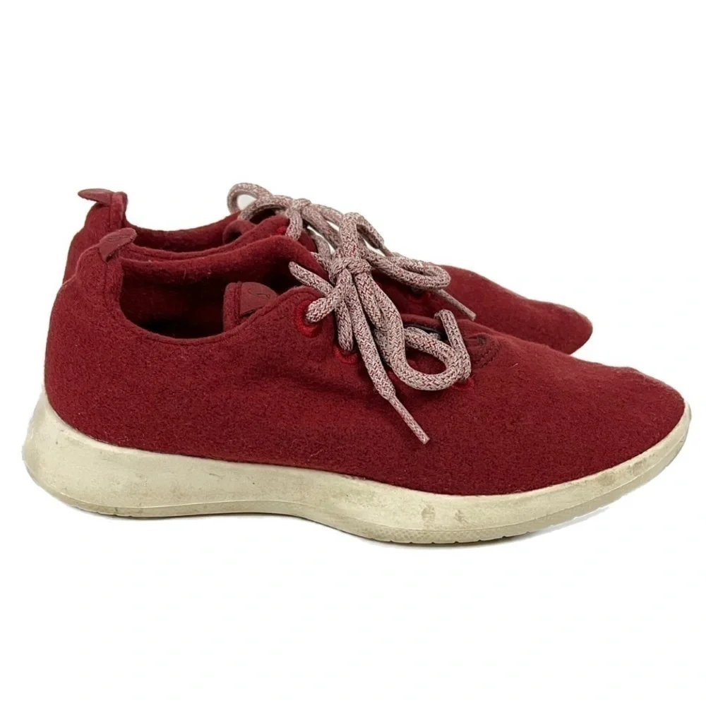 Allbirds Burgundy Red Merino Wool Runners Tuke Jo Shoes - Size 8